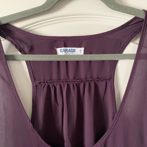 Garage - Plum Sheer Button Down Blouse - Picture 3 of 12